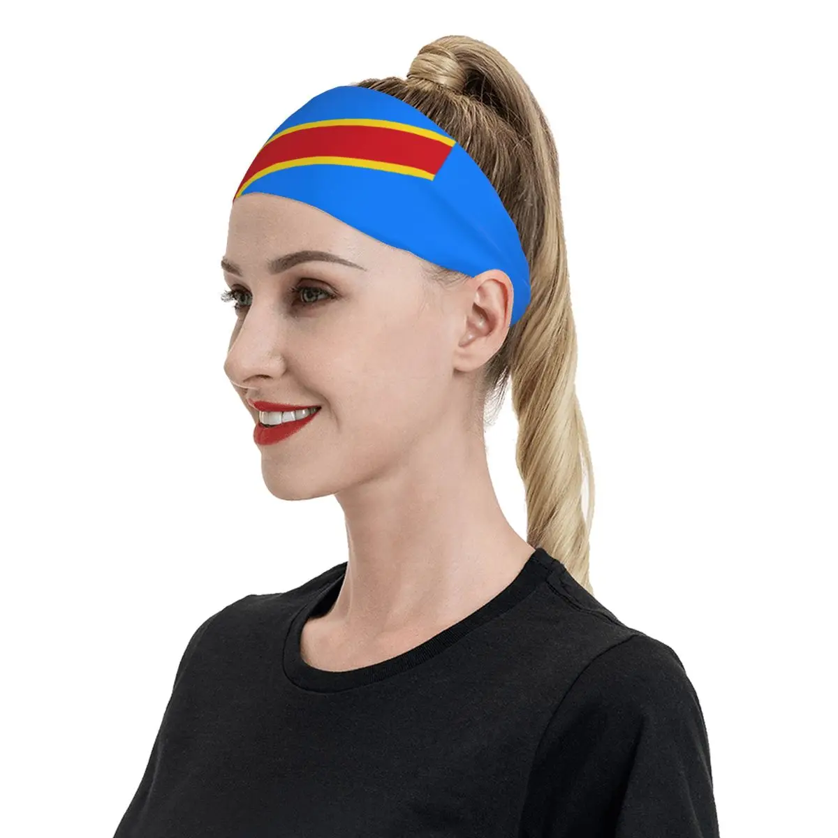 Flag Of Congo Kinshasa Zaire Headband Headwrap Hair Bands Yoga Running Sweatband Sports Safety for Men