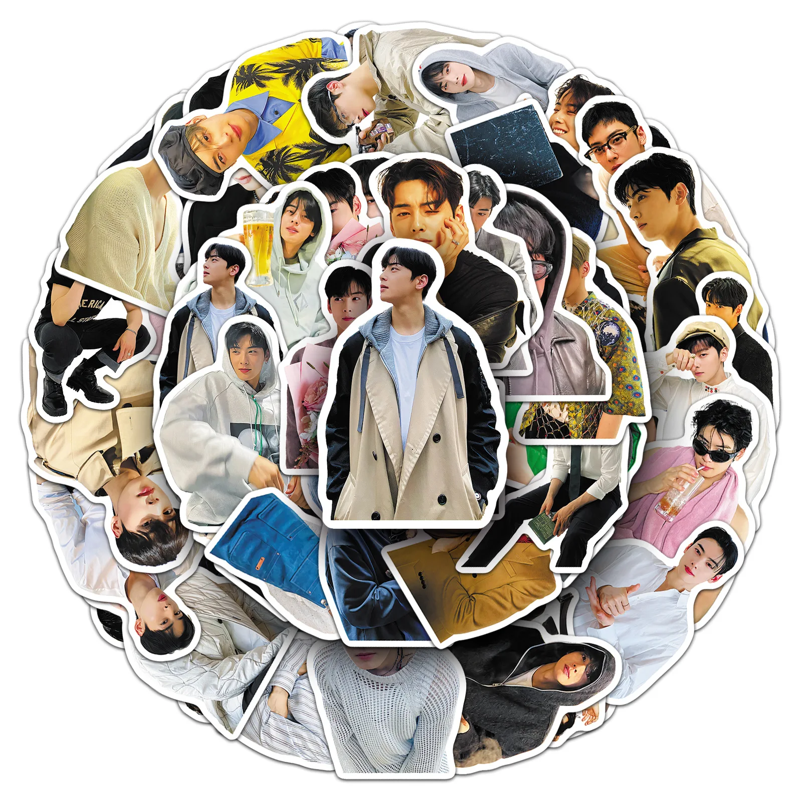 50PCS Singer Stickers Cha EunWoo Cartoon Decoration Actor Graffiti Decals Fans Gift DIY Toys Fridge Laptop Phone Guitar Bike