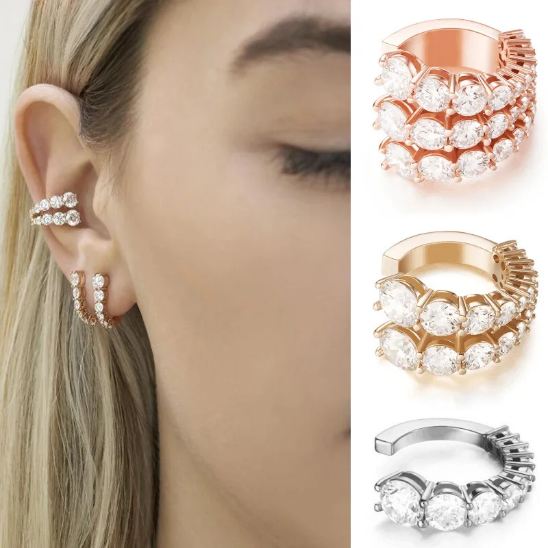 1pcs Hot Selling Ear Piercings Simplicity And Fashionable style, Metal earrings, multi-layer Diamond Studded C-shaped Earrings