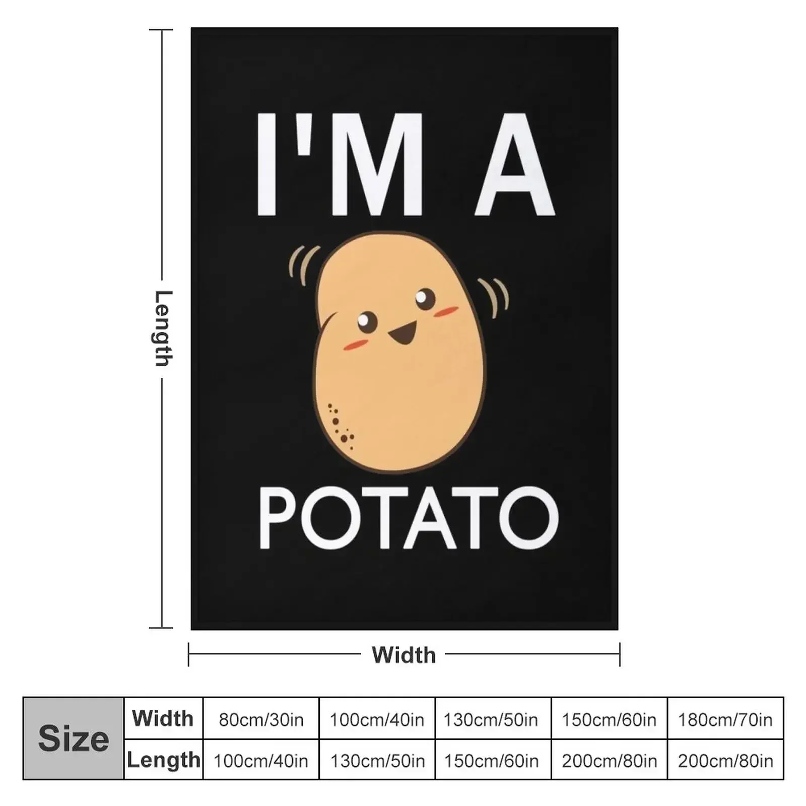 I'm a potato - funny potato gift for kids,baby and family Throw Blanket couch cozy soft plush fuzzy picnic outdoor blanket