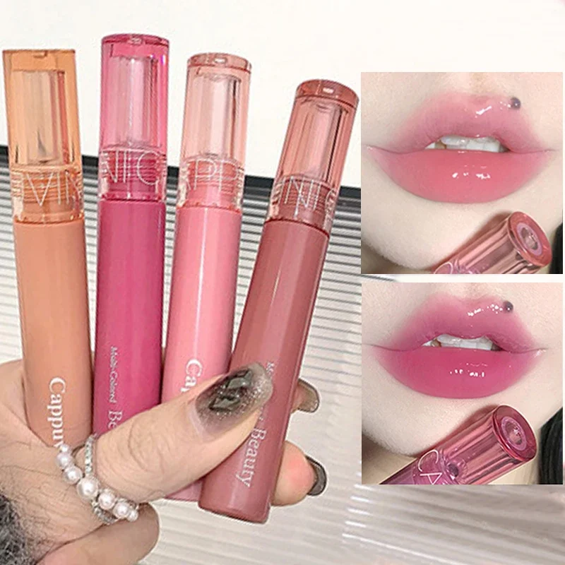 Nude Pink Mirror Jelly Lip Gloss Waterproof Lasting Moisturizing Highly Pigment Liquid Lipsticks No Sticky Lips Makeup Cosmetics