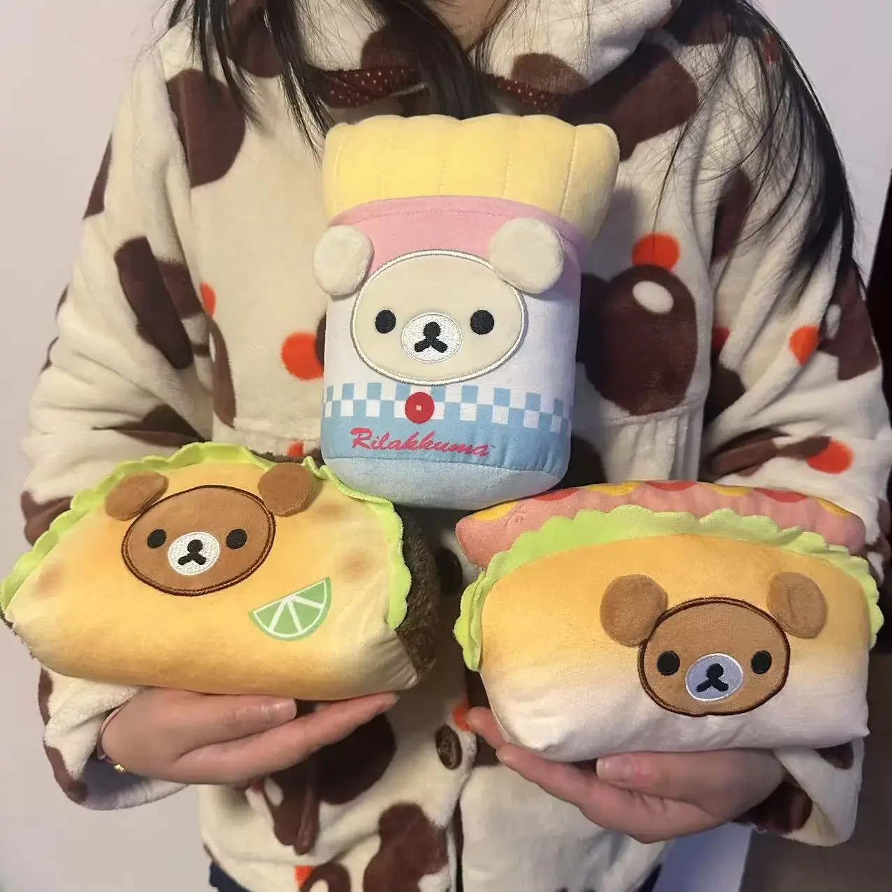 Kawaii Rilakkuma Peluche Taco Hot Dog Patatine Fritte Orso Peluche Bella Anime Orso Farcito Bambola Giappone Anime Carino Compleanno Regalo di Natale