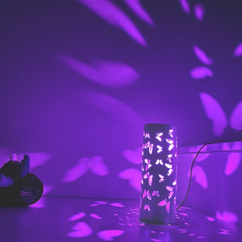 New Bamboo Night Light Creative Decorative Table Lamp USB Projection Lamp Butterfly Shadow Decorative Atmosphere Light
