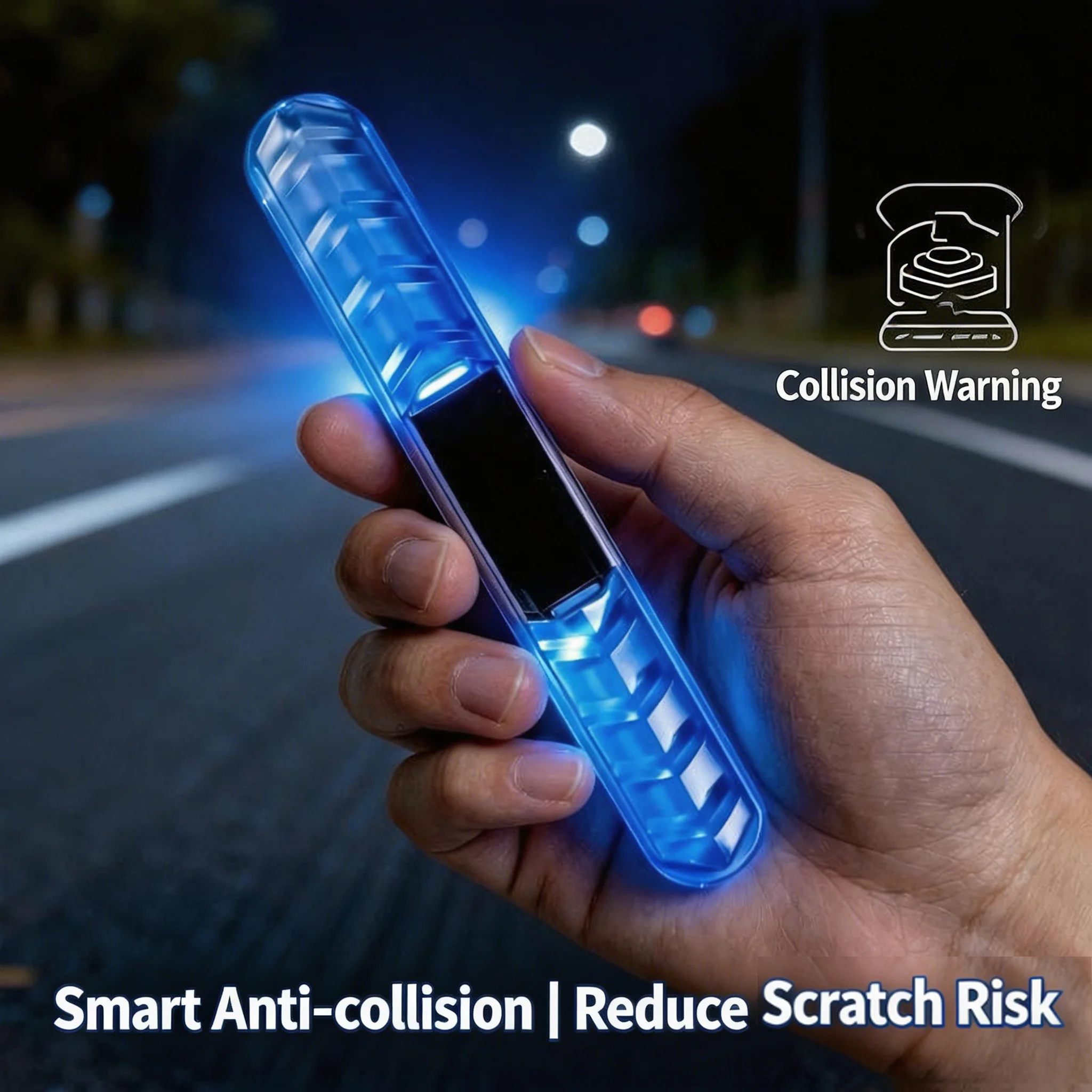 Silicone Solar LED Strobe Flash Light Car Anti-collision Warning Light Bike Decorative Lamp Door Handle Anti-scratch Protector