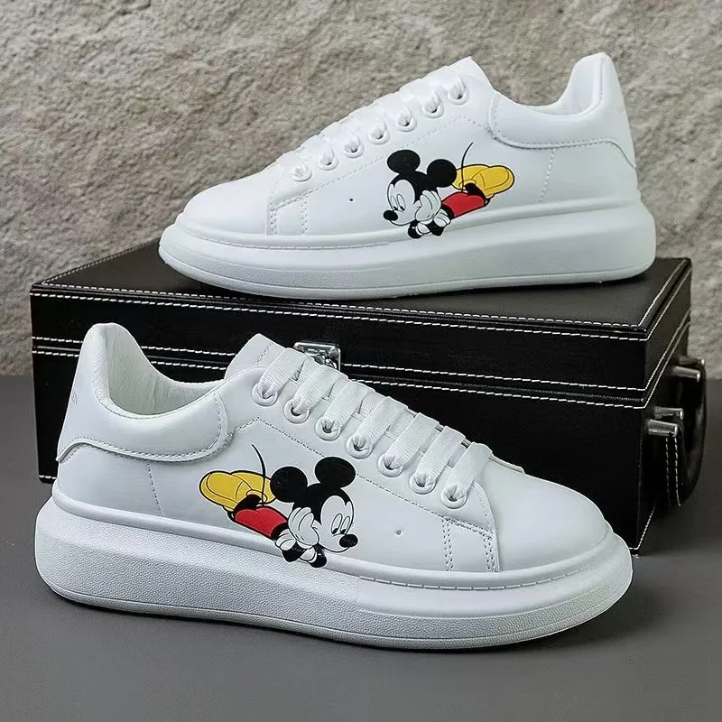 2025 outono novo transporte da gota mickey mouse sapatos de lona pintados à mão homem mulher sapatos de tabuleiro para meninos e meninas versão coreana