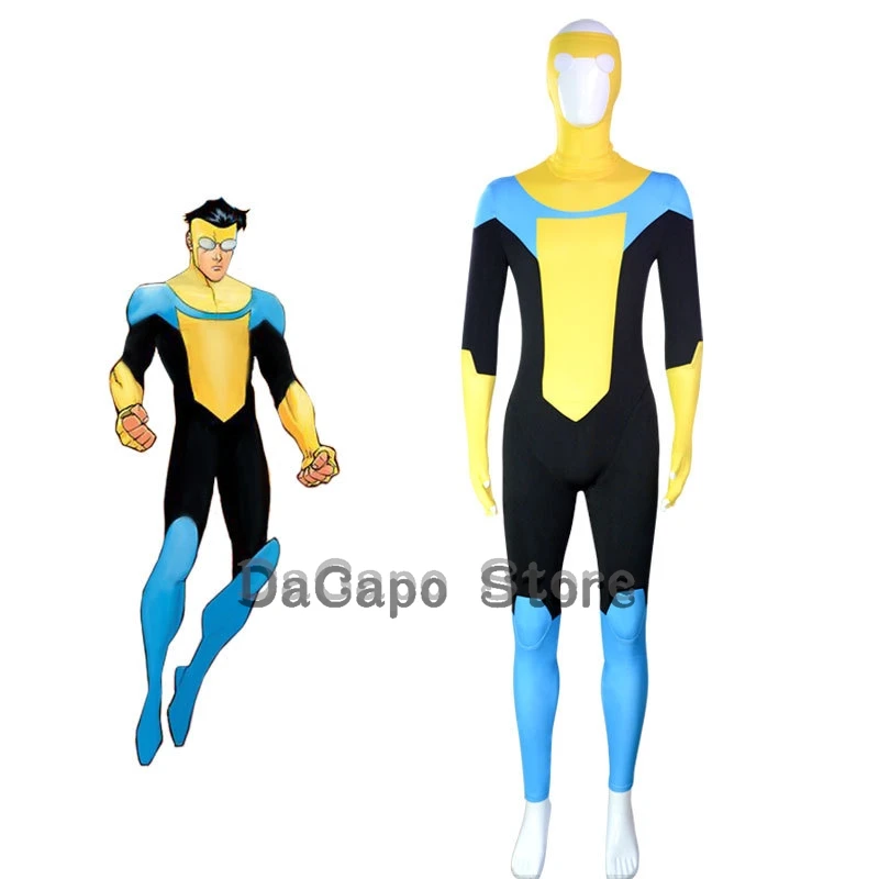 Invincible Mark Grayson Jumpsuit Cloak Superhero Cosplay Omni-man Costume Atom Eve Anime Bodysuit Halloween Men Women Boots Wig