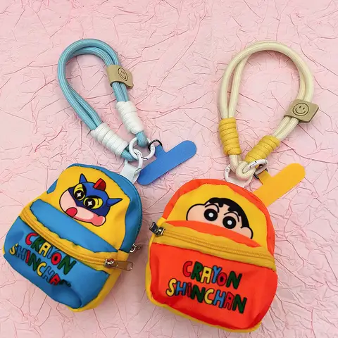 Crayon Shin-chan Cartoon Bag Phone Lanyard Anime Anti-lost Portable Wristband Lanyard Storage Bag Lanyard Keychains Accessories
