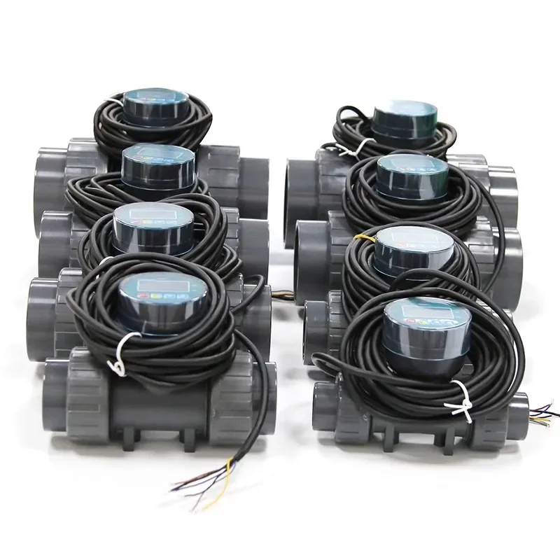 DN15 DN25 DN50 RS485 Output Acid Alkaline Resistant Pipe Sensor for Irrigation PVC Digital Water Flow Meter with LCD Display