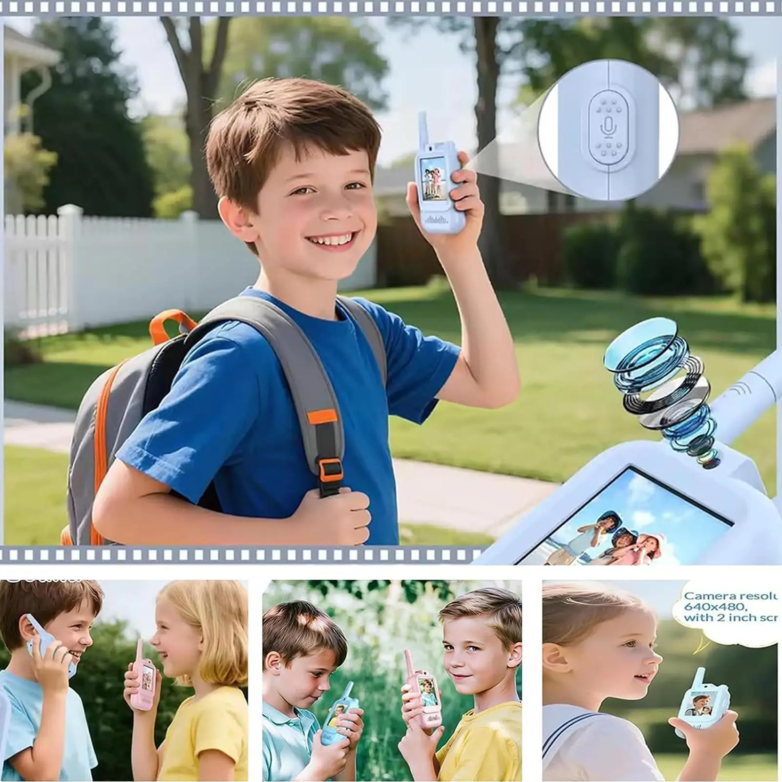 Video per bambini Walkie Talkie Radio bidirezionale Citofono Giocattolo Schermo HD Cambia voce 4 modalità Giocattoli di comunicazione wireless per ragazzi e ragazze