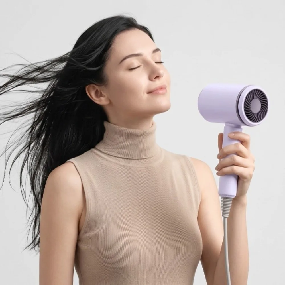 Portable Professional Ionic Hair Dryer Blue Light with Nozzle Negative Ions Hair Dryer Fast Drying Quiet