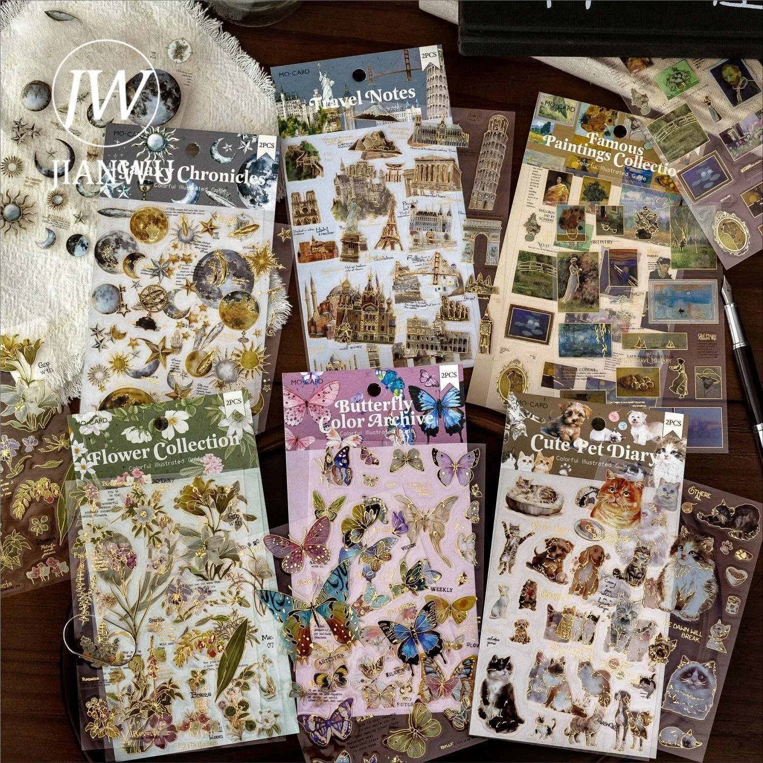 JIANWU Vintage Butterfly Flower Pets Landscape Material Collage Scrapbooking PET Sticker Creative DIY Journal Stationery