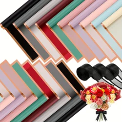 60 PCS Solid Color Border Flower Wrapping Paper, Waterproof Translucent Bouquet Wrapping Paper, Wedding Handmade Gift Bouquet