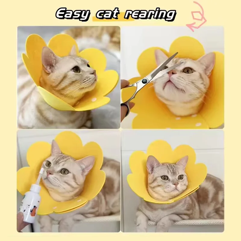 Felt Sunflower Elizabethan Collar Pet Recovery Cone Adjustable Anti Lick Anti Bite Protector For Cat After Surgery Wound Healing - view 4