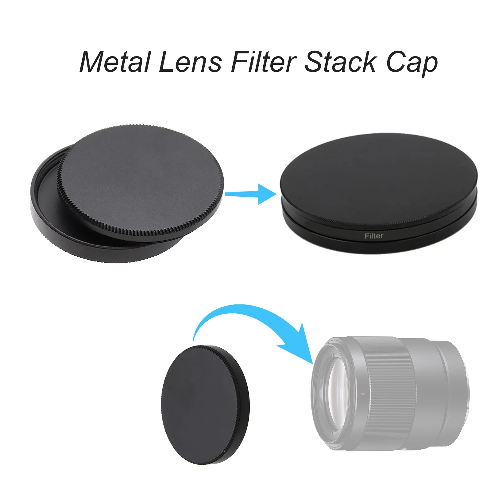 43 40.5 49 52 55 58 62 67 72 77 82 mm Metal Round Lens Filter Stack Cap Protector Case Cover For Storage UV CPL ND Filters