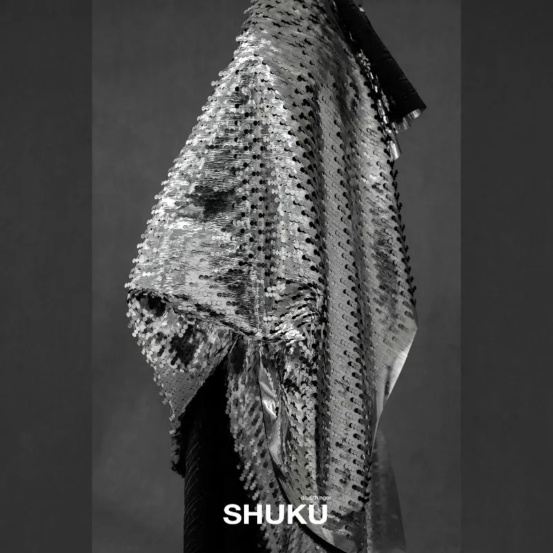 

Handmade Gold Foil Imitation Sequin Fabric for Cutting Designer Fashion Apparel Diy Sewing By The Meter Clothh Material