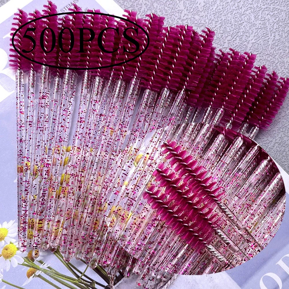 Brosse à cils en cristal, Extension de cils, baguettes de Mascara, applicateur de sourcils, maquillage professionnel, outil de beauté, 500 pièces
