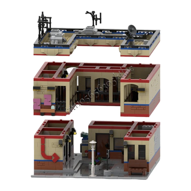 Modèle de construction modulaire personnalisable MOC 2583 pièces, maison, rue, motel, design populaire, jouet éducatif DIY, cadeau de Noël