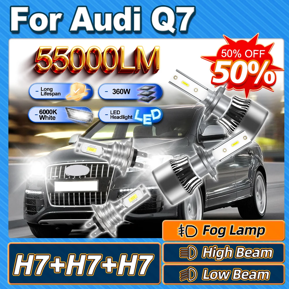 

Для Audi Q7 2007 2008 2009 360W H7 Светодиодная фара дальнего ближнего света Ампула H7 Автоматические противотуманные фары 55000LM Легко установить Длительный срок службы