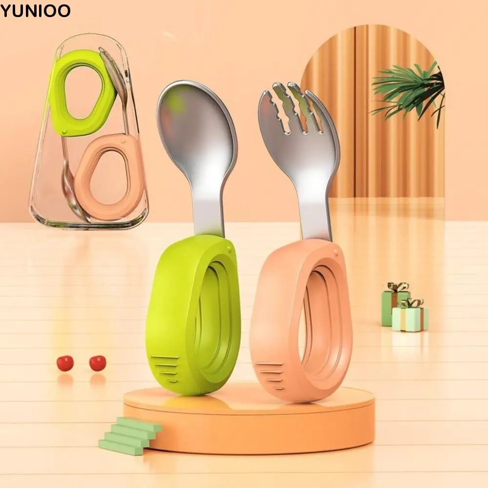 

Silicone Handle Baby Silicone Spoon Set Anti-slip Anti-Choke Design Auxiliary Food Forks Easy Grip BPA Free Toddler Cutlery Kit