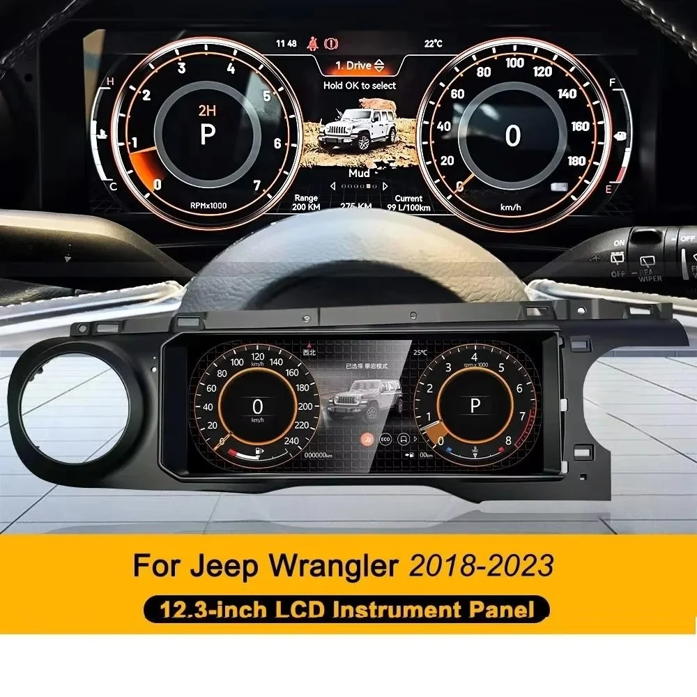 For Jeep Wrangler 2018-2023 Carplay Dual Screen Android Auto Multimedia Video Player GPS Navigation Car radio LCD Instrument