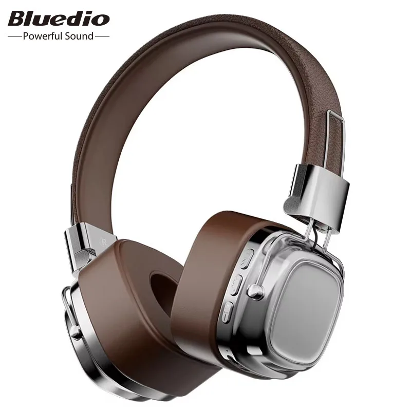 

Беспроводные Bluetooth-наушники Bluedio CR-8 Retro с микрофоном, кожаной и металлической отделкой премиум-класса, поддерживающие карты памяти