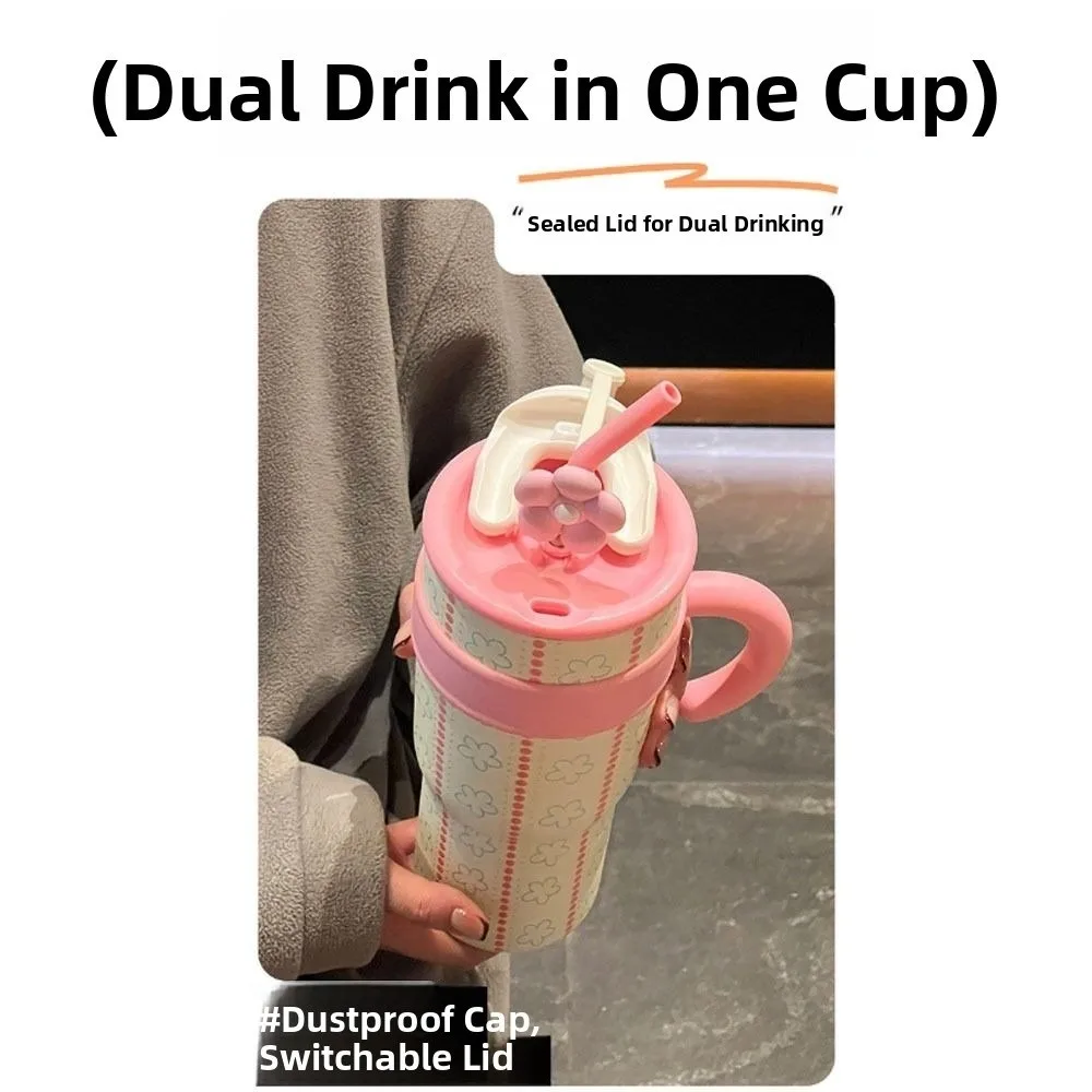 

Portable Ceramic Inner Tank Thermal Cup 1200mL Large Capacity Insulated Cup Coffee Cup Travel