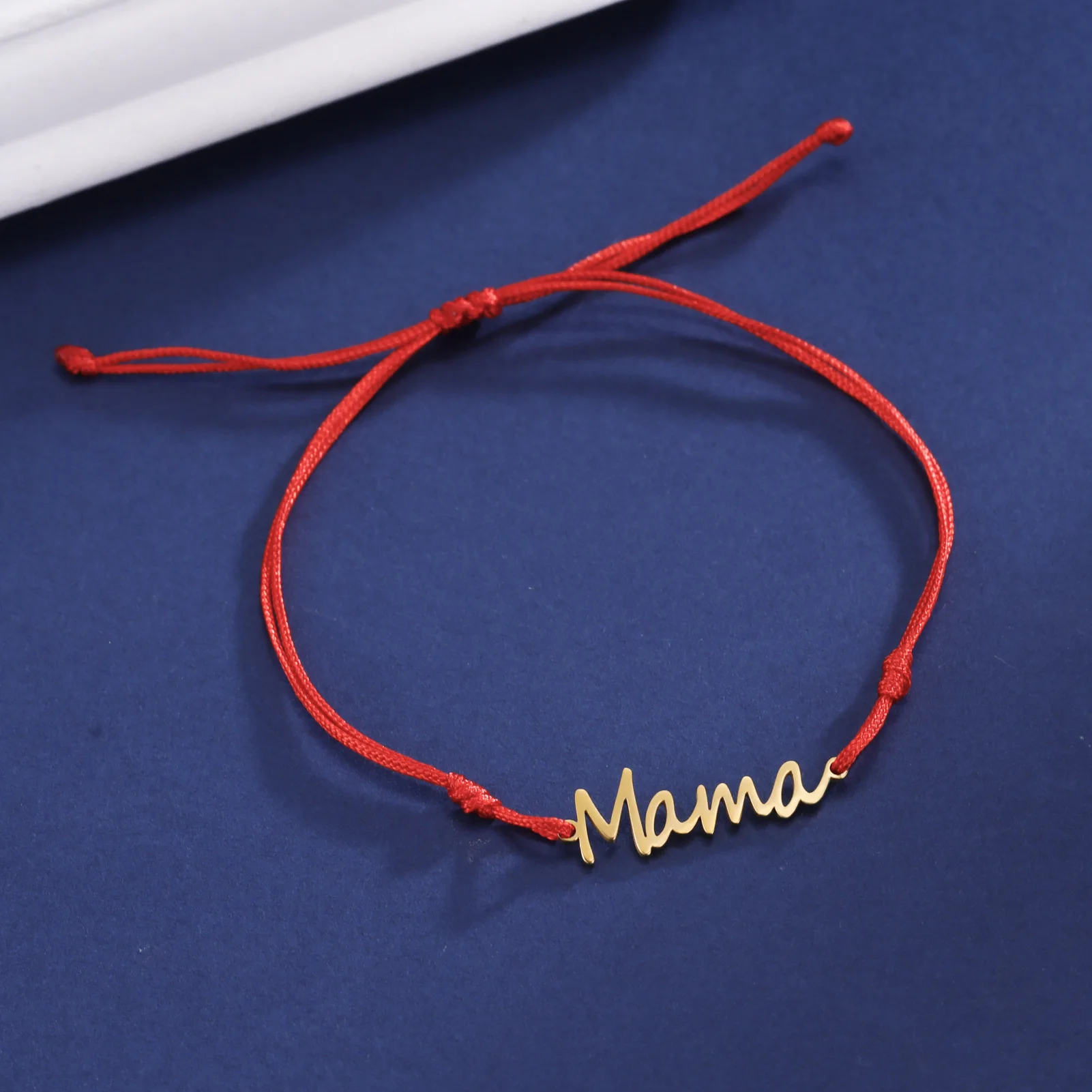 YIXIN Red Mama Letter Hand Braided Rope Bracelet for Women Fashion Stainless Steel Bracelets Mother's Day Gift Jewelry image 3
