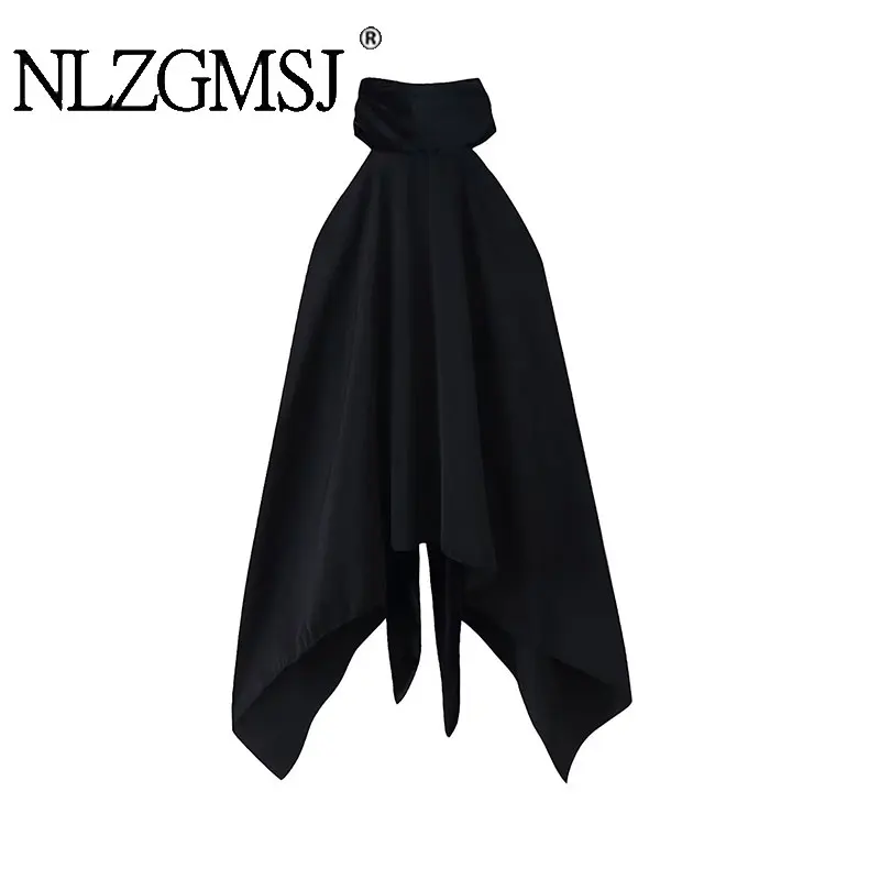 NLZGMSJ Halter Tops Backless Splice Schal Kragen Elegante Kurze Top Frau Ärmellose Tops Für Frauen Sexy Party Tops Y2K