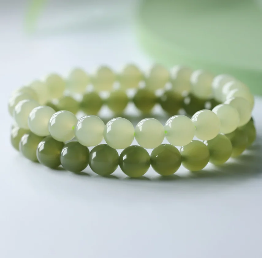 

Ювелирные изделия из натурального нефрита Хэтянь, нефрит, ледяная прозрачная водяная бусина, нефритовый браслет, ручная веревка для женщин