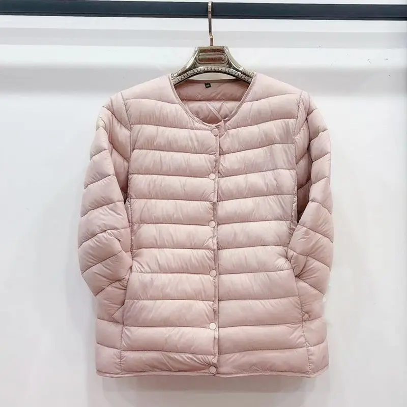 Doublure en coton pour femme, veste à col en V, manteau matelassé ultraléger, garde au chaud, sans col, femme, hiver, nouveau