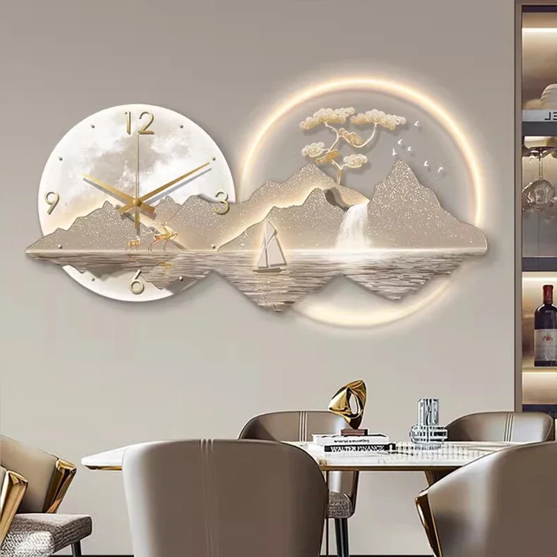 Led Luxury Wall Clocks Restaurant Minimalist Nordic Silent Aesthetic Wall Watch Big Size Reloj De Pared Living Room Decoration