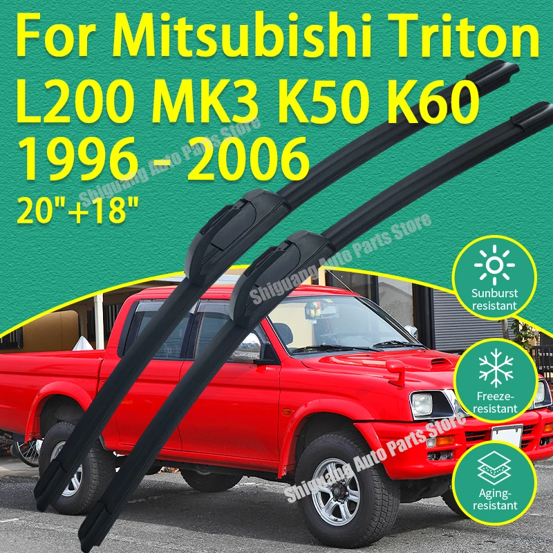 

Front Silicone Coating Wipers for Mitsubishi Triton L200 MK3 K50 K60 K70 1996 - 2006 Car Wiper Windshield Windscreen Accessories