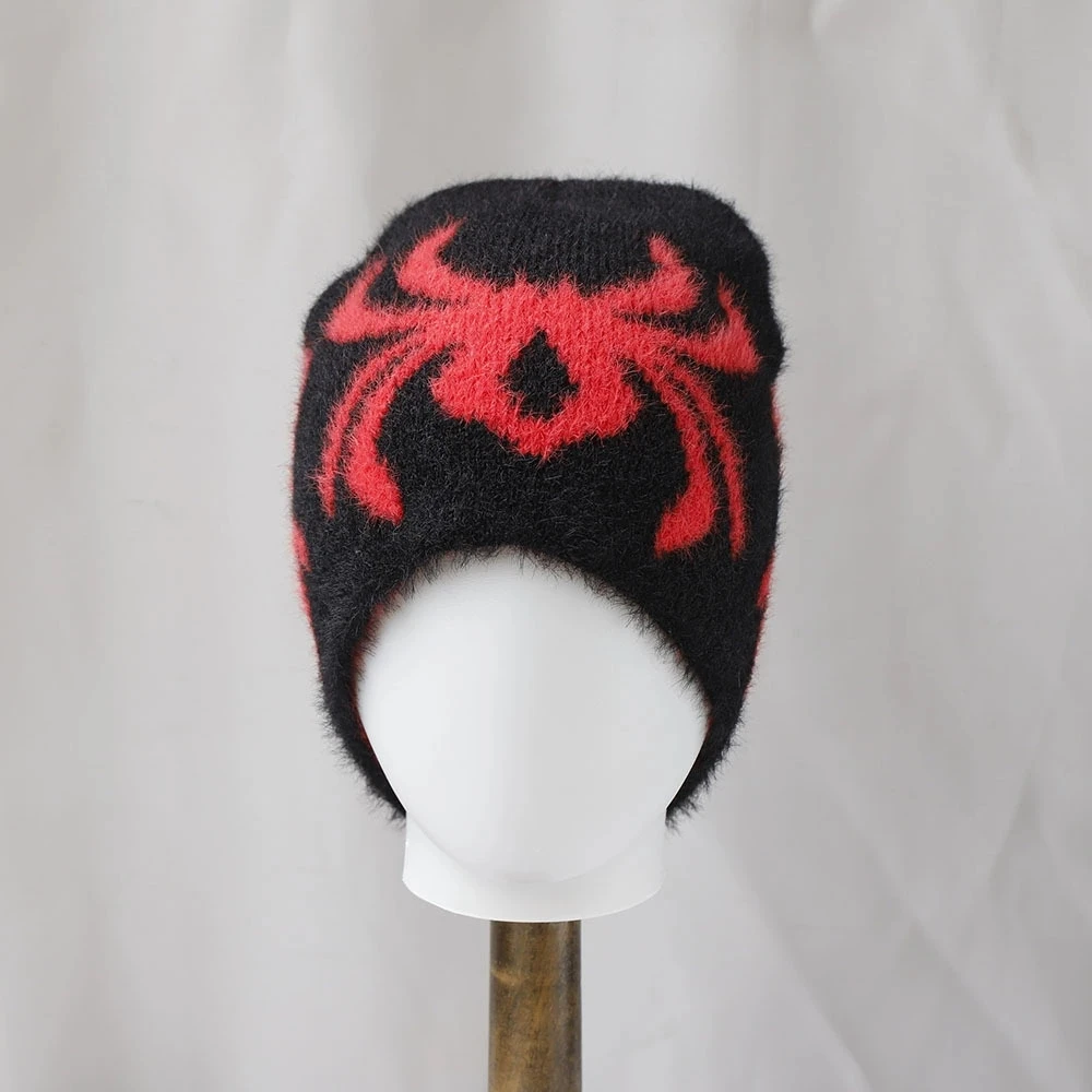 New Autumn/Winter Halloween Spider Jacquard Knit Beanie Funny Festival Pullover Hats Warm Woolen Cap