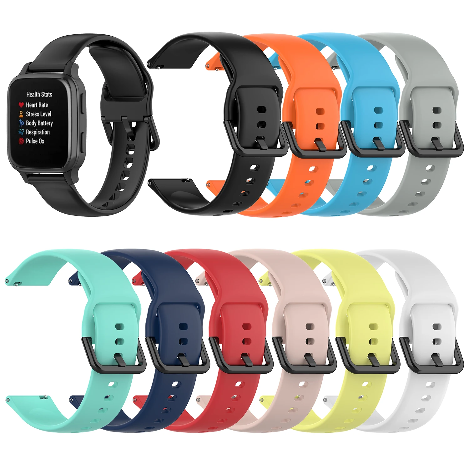 

Watchband For Garmin Venu SQ Silicone Bracelet For Garmin Venu Vivoactive3 4 Forerunner245 For Amazfit BipS/U Wrist Strap