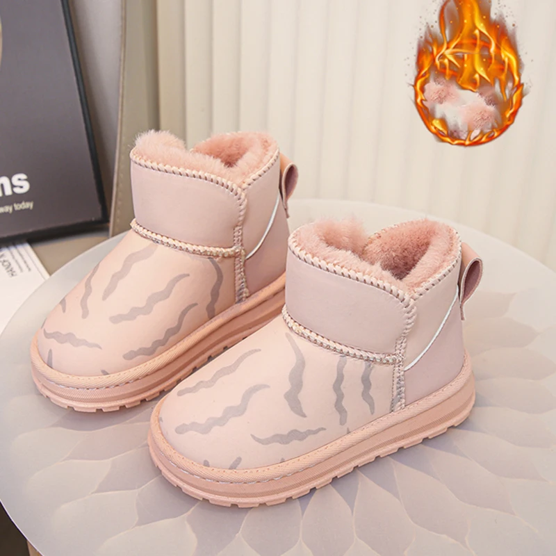 

Winter Plush Boots For Children Thick Warm Faux Fur Snow Boots Soft-soled Anti-slippery Boy's Girl's Warm Boots Winter Shoes Kid