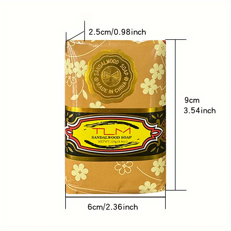 3/5pcs 125g TLM Sandalwood Soap Refreshing Fragrance Body Face Cleaning Moisturize Charming Remove Mites