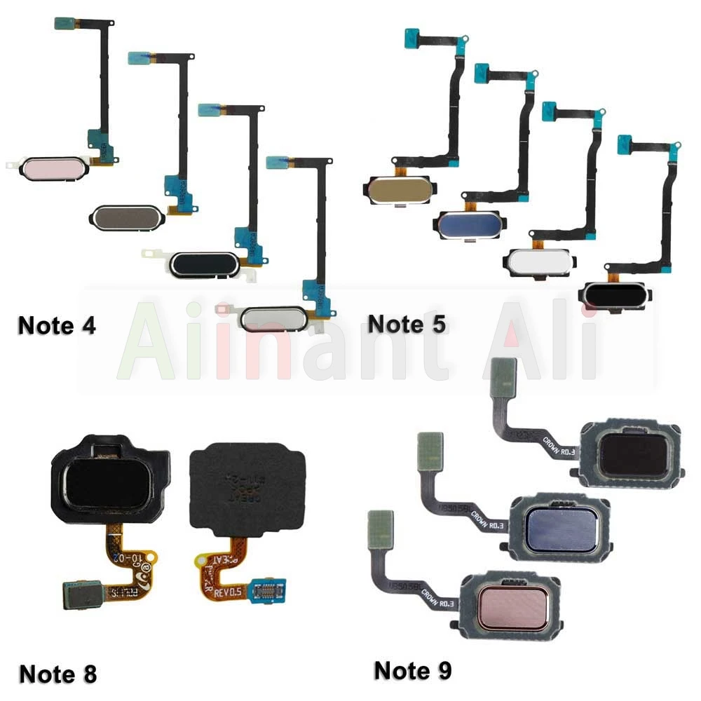 AiinAnt Back Home Button Touch ID Key Fingerprint Sensor Flex Cable For Samsung Galaxy Note 4 5 7 8 9 10 20 Plus Lite Ultra