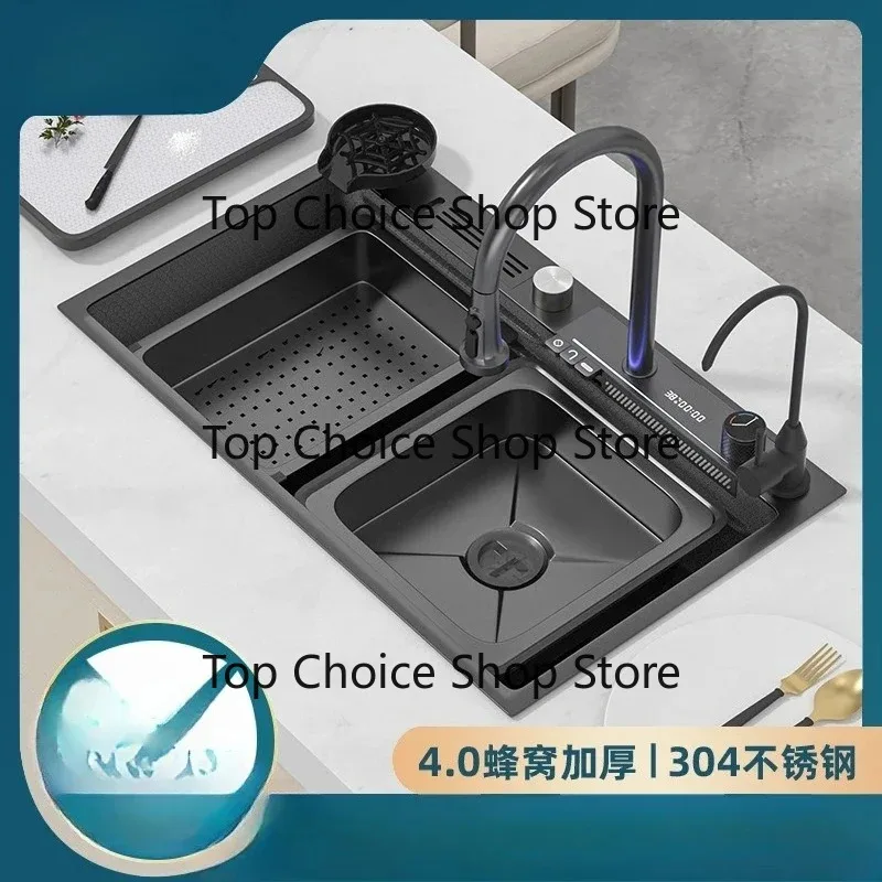Customized 4.0 thickened sink honeycomb pattern 304 stainless steel kitchen vegetable basin large single slot nan-o sink