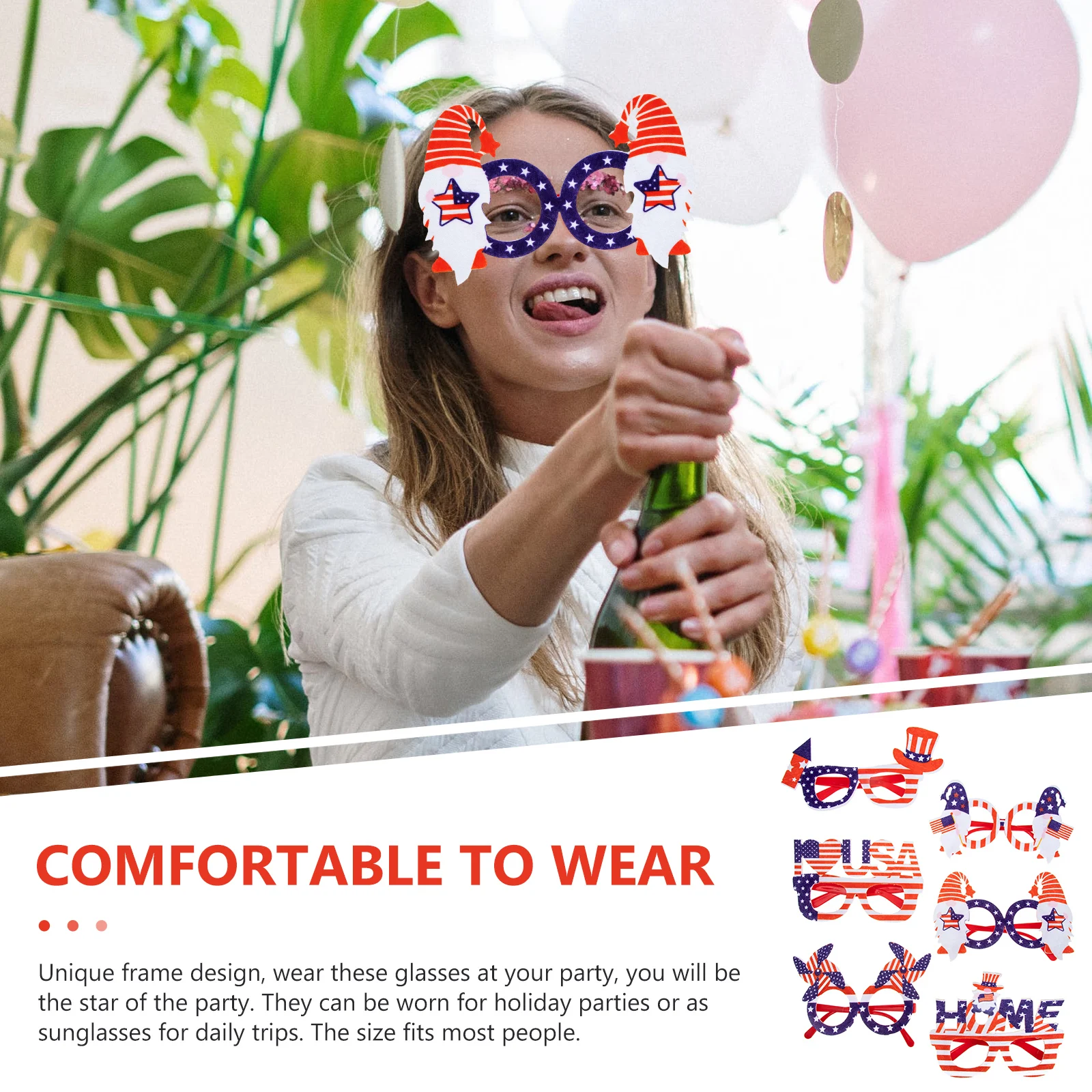 

6 Pcs Party Decoration Glasses America Supplies Accessories Patriotic Photo Props Plastic Booth