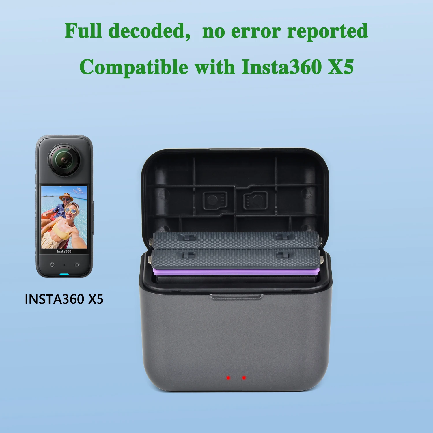 بطارية بديلة 2860 مللي أمبير في الساعة لـ Insta360 X5، صندوق شاحن سريع لملحقات كاميرا الحركة Insta 360 X5