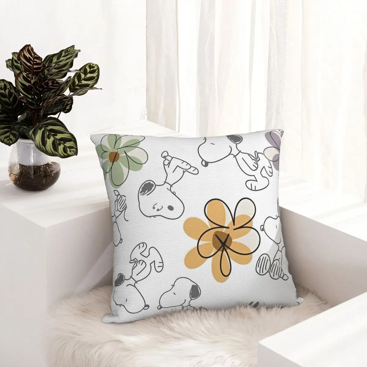 سنوبي الأزهار المخدة غطاء وسادة بوليستر ديكور الكرتون كيس وسادة غطاء غرفة نوم سستة 40*40 سنتيمتر #3