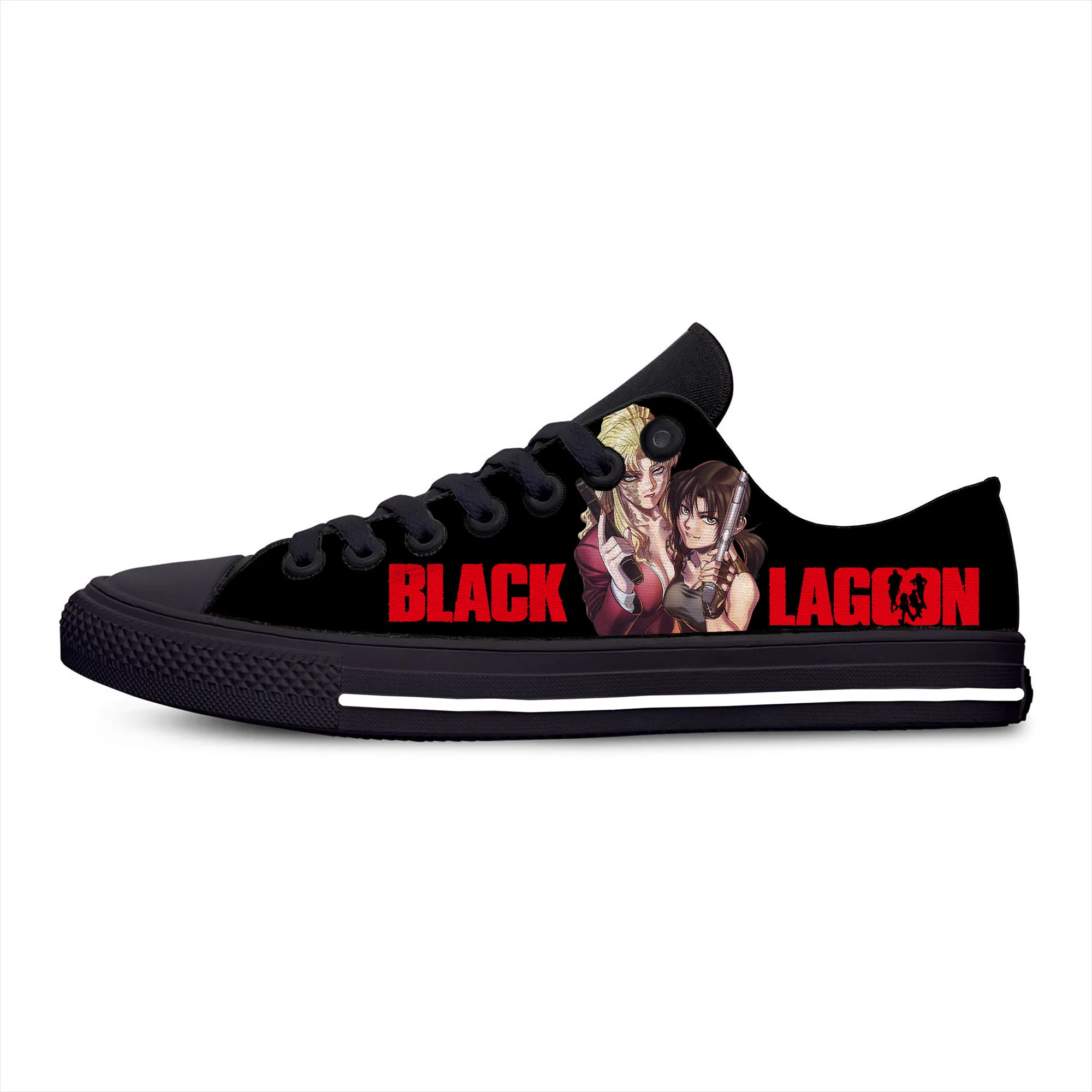 Japanese Anime Black Lagoon Low Top Sneakers High Quality Mens Womens Teenager Canvas Sneaker Casual Couple Shoes Custom Shoe