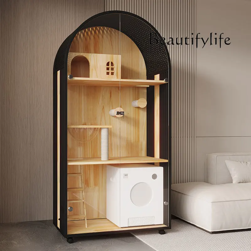 

French arched cat villa small apartment integrated luxury panoramic tempered glass house high-end cat room