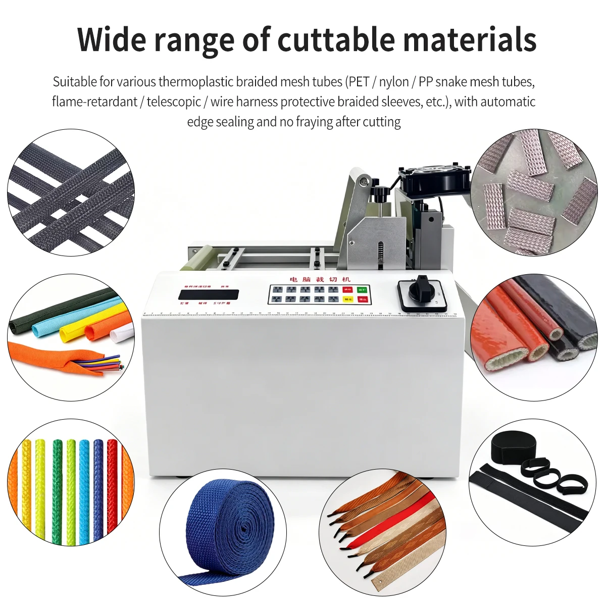 Microcomputer Automatic Hot  for Webbing Braided Heat Shink Sleeving Nylon Rope Elastic Band Cutter