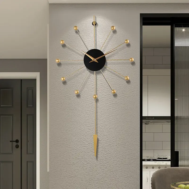Nordic Metal Number Wall Clock Round Classic Living Room Silent Big Wall Clocks Aesthetics Art Restaurant Clock Room Decoration