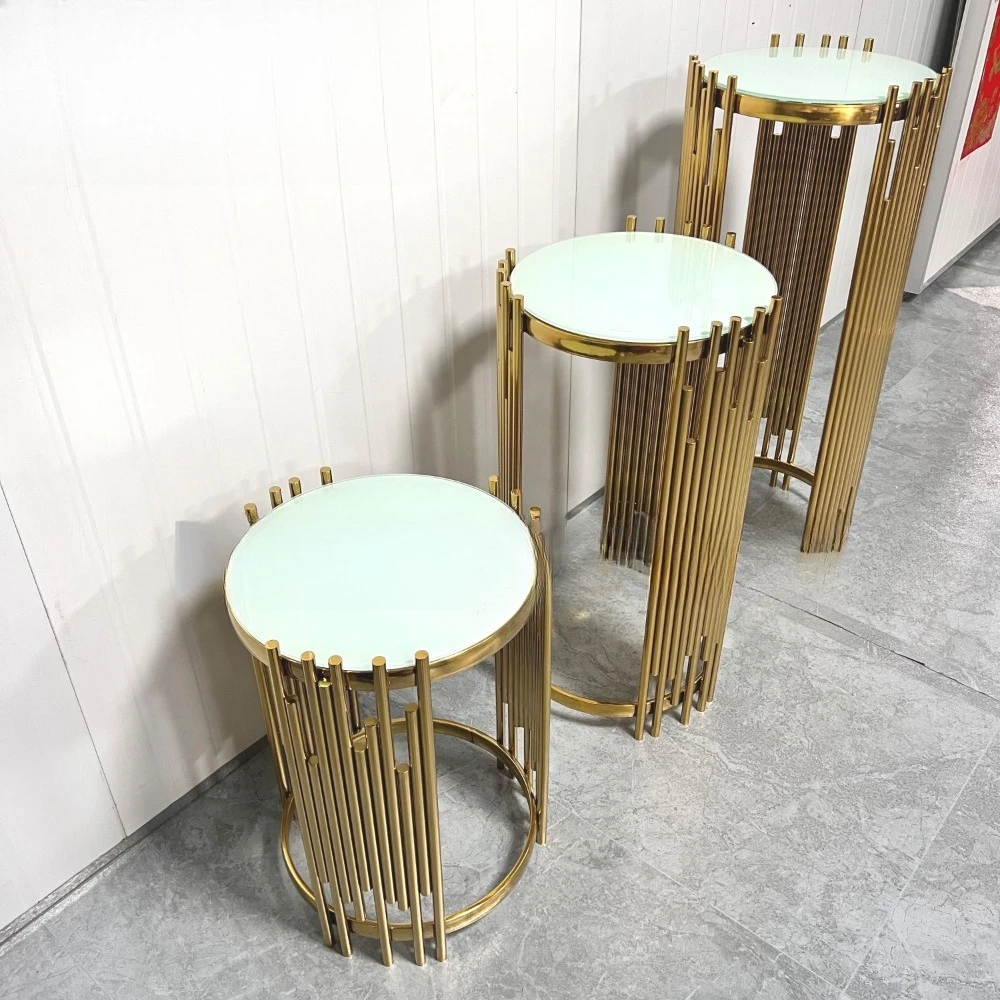 

Wedding Decoration Display Stand Stainless Steel Dessert Base Flower Display Stand Golden Cake Table Party Set
