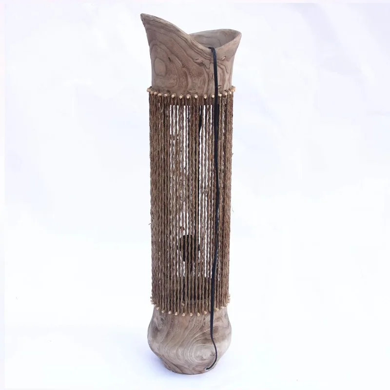 Handmade logs and hemp rope weaving craft floor lamps, pastoral warm home bed and breakfast hotel decorative lamps