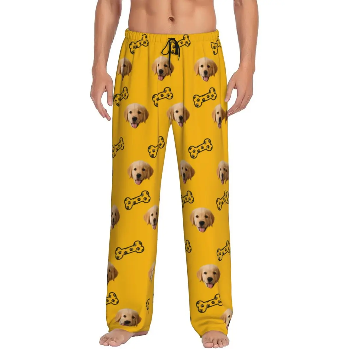 Individuell bedruckte, personalisierte Pyjamas mit Hundegesicht, Pyjamahose, Herren-Schlafanzughose mit Taschen