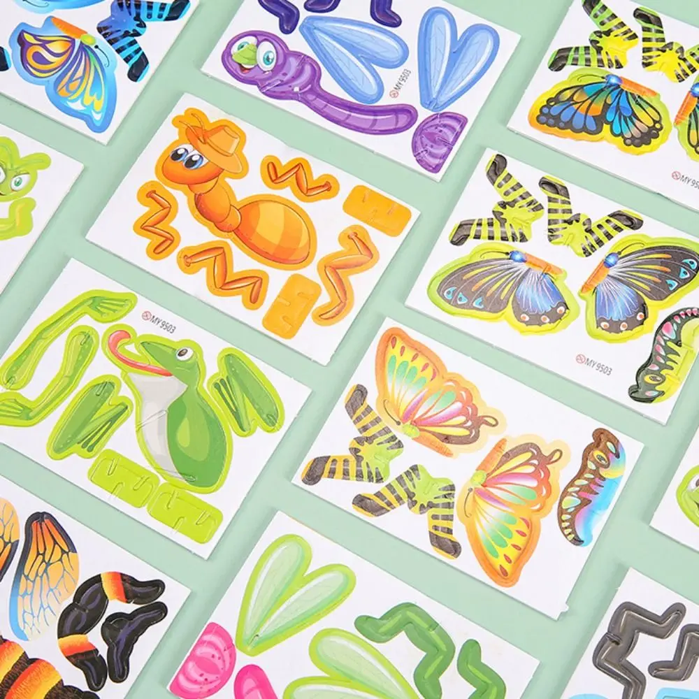 

10pcs Funny Insect Paper Jigsaw Puzzles 3D Insect Cartoon Insect Paper Mode Handmade Cartoon Paper Card 3D Puzzle Birthday