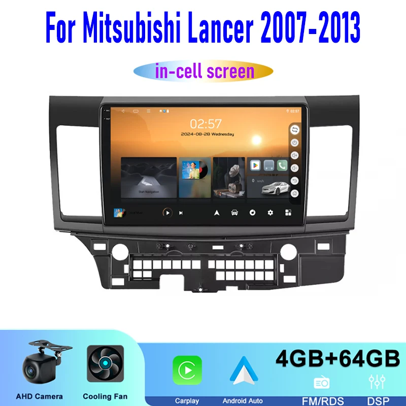

10'' For Mitsubishi Lancer 2007-2013 Car Radio GPS Wireless Apple Carplay Android 15 Auto Google Map Steering Wheel Control WIFI